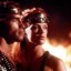 image of arnold schwarzenegger-brigitte nielsen in film red sonja