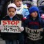 children in protest about their toys tainted with hazardous substances